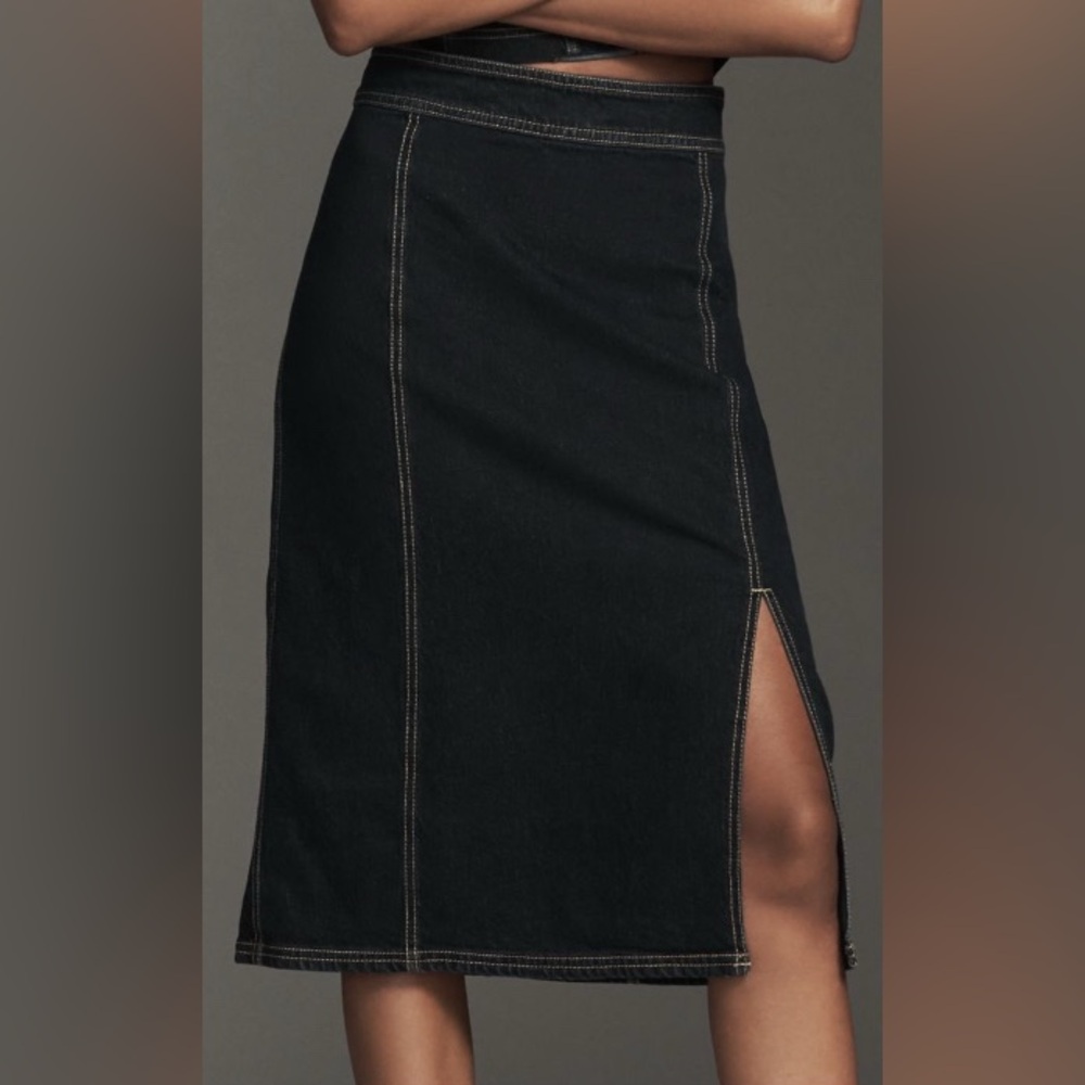 Anthropologie/Pilcro Dark Denim Pencil Skirt/Side Slit - Size 4